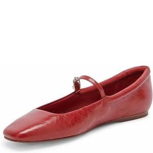 NEW DOLCE VITA women's mary jane squared toe slip on ballet flats in red crinkle